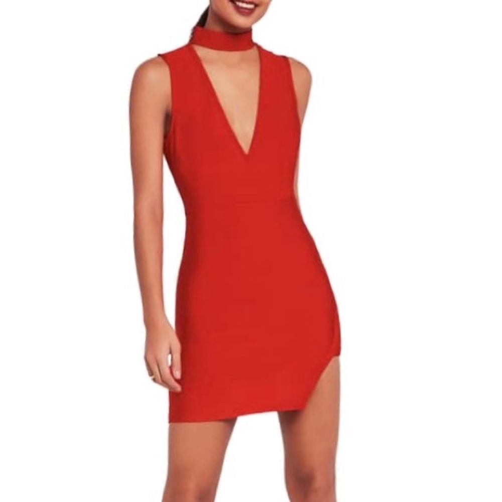 Missguided Red Bandage Bodycon Dress